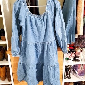 Be Mindful Tiered Denim Dress